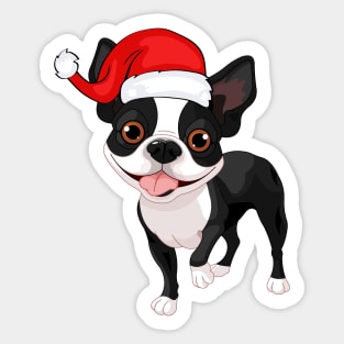 Santa Boston Terrier Cartoon Dog Sticker